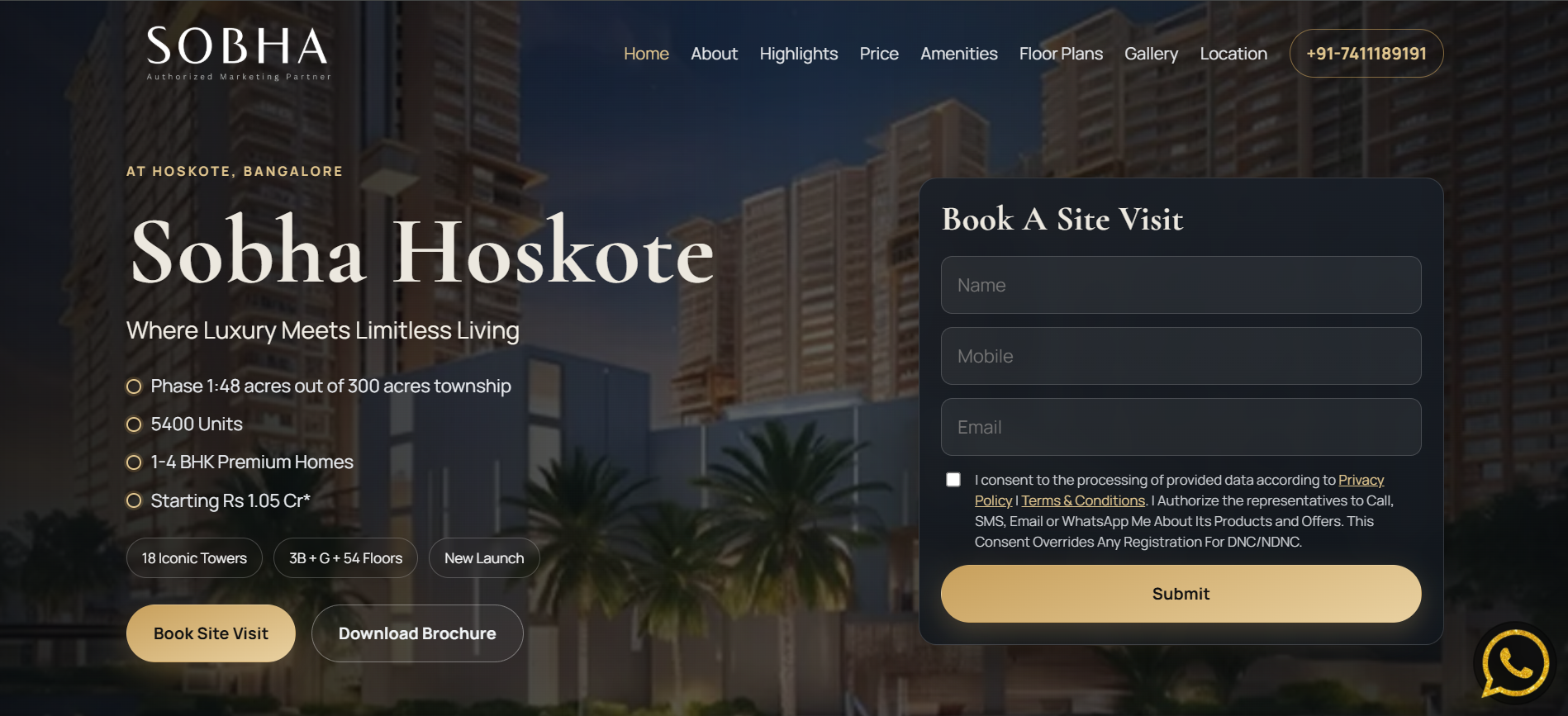 Sobha Hoskote desktop view